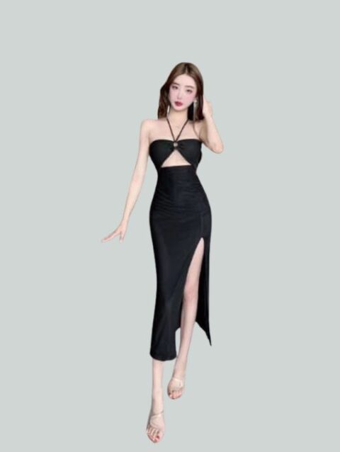 Calf Length Halter Neck Dress AC044