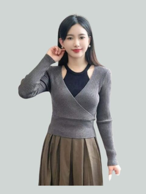 Knitted Top Half Shoulder AC033