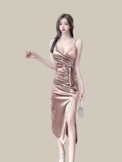 Party Wear Lycra Satin Dress AC046