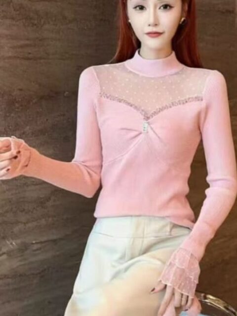 knitted top ful sleeve with lace design (4)