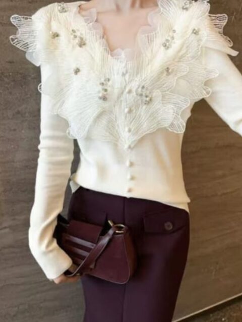 knitted top ful sleeve with neck lace design (4)