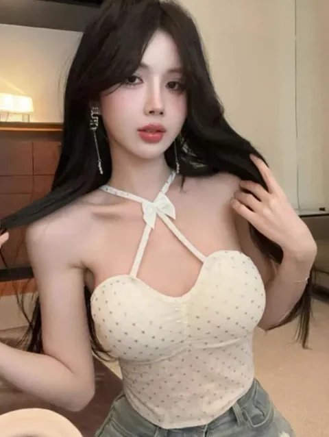 Halter Neck Bow Rhinestone Corset Top – Back Smocking (2)